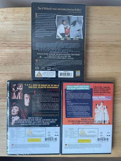 Alfred Hitcock DVDs -classic movie bundle -3 brand New