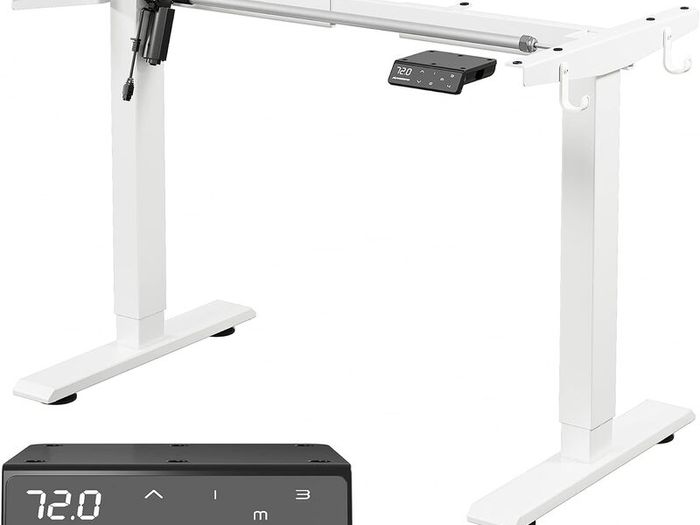 Height Adjustable Electric Standing Desk Frame Two-Stage With Heavy Duty Steel Stand up Desk Computer Desk with Automatic Memory Smart Pannel (White)