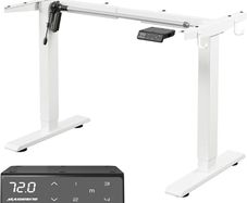 Height Adjustable Electric Standing Desk Frame Two-Stage With Heavy Duty Steel Stand up Desk Computer Desk with Automatic Memory Smart Pannel (White)