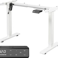 Height Adjustable Electric Standing Desk Frame Two-Stage With Heavy Duty Steel Stand up Desk Computer Desk with Automatic Memory Smart Pannel (White)