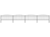 Garden Fence with Spear Top Steel (0.5-0.75)x6.8 m Black