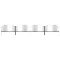 Garden Fence with Spear Top Steel (0.5-0.75)x6.8 m Black