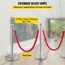 Retractable Silver Round Top Queue Control Barrier Posts Stands Security Stanchion Rope Divider with 1.5M Red Rope Crowd Control Barrier Silver Round top Column Image 4