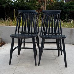 Set of 4 Black Windsor Dining Chairs | Farrow & Ball Railings