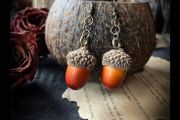 Artificial acorn earrings Beautiful autumn colours