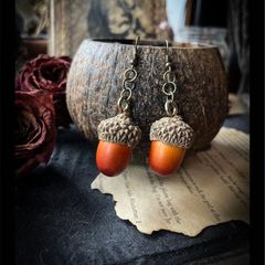 Artificial acorn earrings Beautiful autumn colours