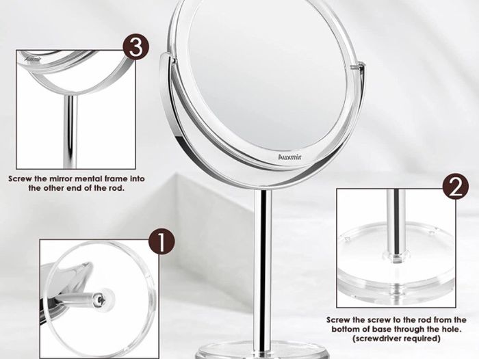Double Sided Magnifying Makeup Mirror with 1X / 10X Magnification