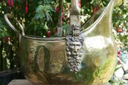 Vintage Brass Bucket Lion Head Decor