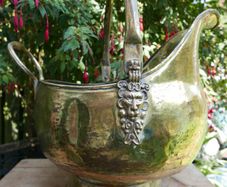 Vintage Brass Bucket Lion Head Decor