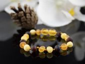 Amber Teething Bracelet Anklet Necklace with Gift Box Laboratory Certified Genuine Multicolour Raw Unpolished Healing Beads