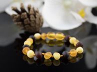 main image for ad Amber Teething Bracelet Anklet Necklace with Gift Box Laboratory Certified Genuine Multicolour Raw Unpolished Healing Beads