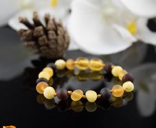 Amber Teething Bracelet Anklet Necklace with Gift Box Laboratory Certified Genuine Multicolour Raw Unpolished Healing Beads