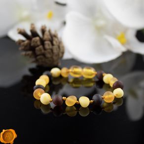 Amber Teething Bracelet Anklet Necklace with Gift Box Laboratory Certified Genuine Multicolour Raw Unpolished Healing Beads