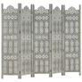 Hand carved 5 Panel Room Divider Grey 200x165 cm Solid Mango Wood Image 3