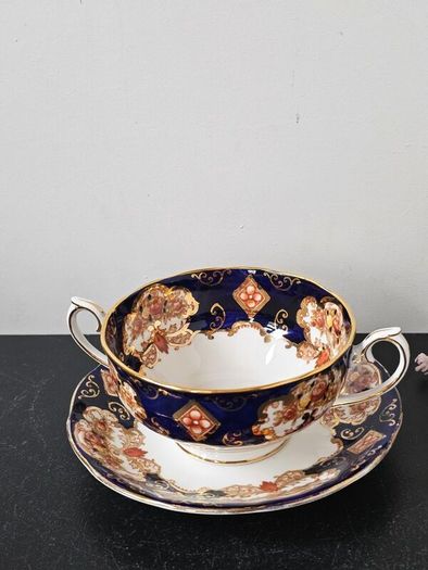 Rare Royal Albert "Heirloom" Soup Coupe Bowl  with Saucer