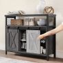 Sideboard Kitchen Cabinet Storage Cabinet with 2 Sliding Doors Adjustable Shelf Industrial for Living Room Anthracite Grey Black Image 4