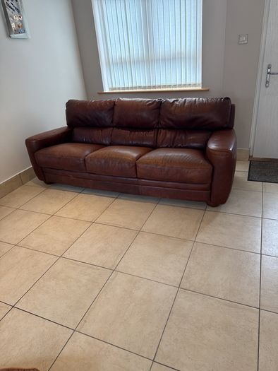 Brown Sofitalia Italian Top grade leather  3 seater sofa.