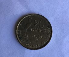 Old French coin - 20 Francs 1953