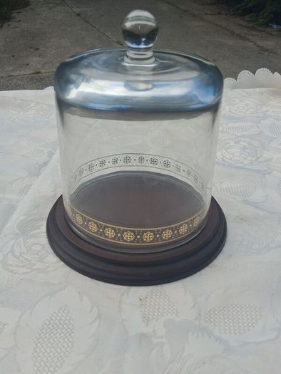 Mid Century Hand Blown Glass Cloche on Plynth