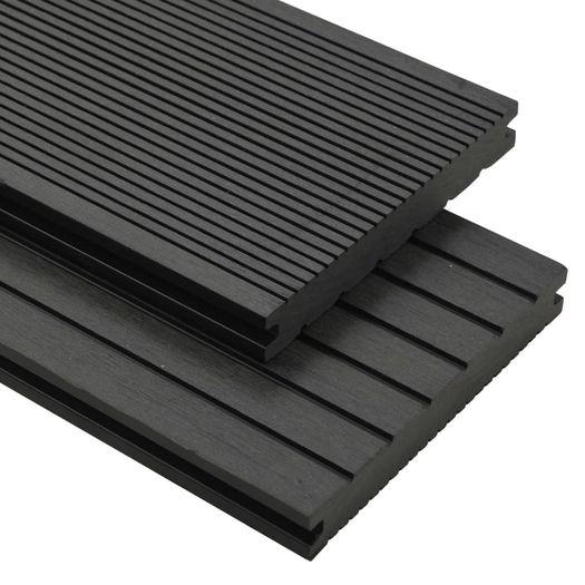 WPC Solid Decking Boards with Accessories 16 m(sqr) 2.2 m Black