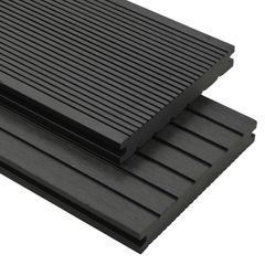 WPC Solid Decking Boards with Accessories 30 m(sqr) 2.2 m Black
