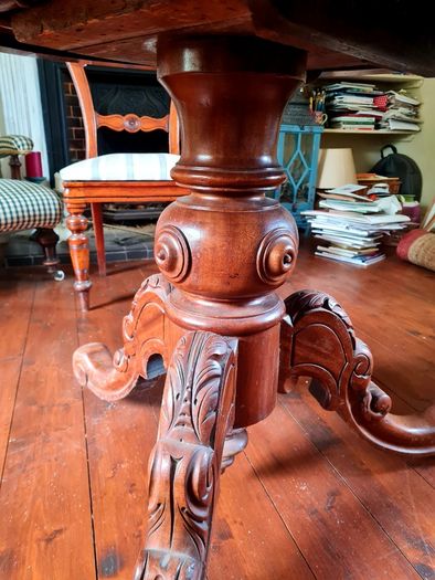 Victorian tilt top library table for sale and four chairs
