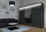 Sliding Doors Wardrobe S 253cm LED - Black