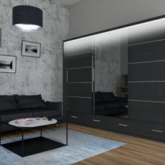 Sliding Doors Wardrobe S 253cm LED - Black