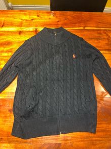 Ralph Lauren Black Cable Knit Quarter Zip Jumper