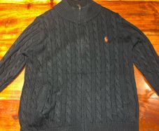 Ralph Lauren Black Cable Knit Quarter Zip Jumper
