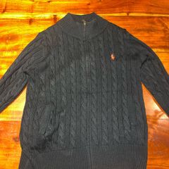 Ralph Lauren Black Cable Knit Quarter Zip Jumper