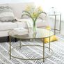 Round Coffee Table, Living Room Table with Steel Frame, Salon Table, Side Table, Pearl White/Slate Grey Image 9
