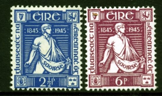 1945 Ireland Centenary of the Death of Thomas Davis (Founder of the Young Ireland Movement) Commemorative Stamps Mint Hinged (MNH)