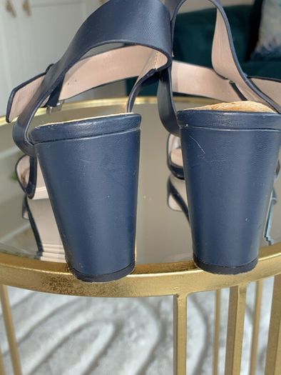 Ladies Navy Block Heel Sandals by Carvela
