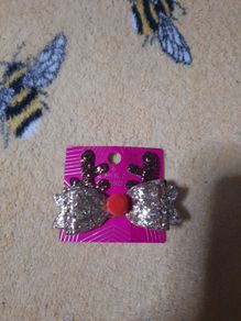 Christmas glitter hair bow clip
