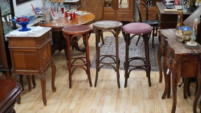 Three Vintage Bentwood High Bar Stools