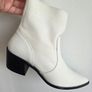 Zara Off White Leather Western Ankle Boots Size 37 EU Image 7