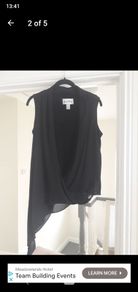 Joseph Ribkoff black chiffon asymmetrical top size S RRP190
