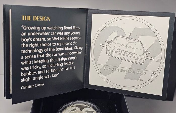 Royal Mint 2020 Silver Proof. 999 2oz Silver 5 Pounds Pay Attention 007 in Original Holder with COA