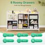 Black Chest of Drawers Bedroom, with LED Light trip with 10 Adjustable Colors and 2 USB and 2 AC Outlets, Includes 8 Large Fabric Drawers, Suitable for Bedroom, Living Room, 110 x 30 x 88, White Image 4