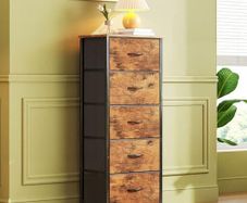Chest of Drawers, 5 Drawer Tall Dresser, Fabric Dresser for Bedroom Closet Entryway Hallway Nursery Bedside