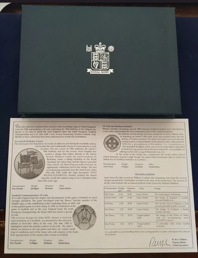 1996 Royal Mint Proof Set Of 9 Coins