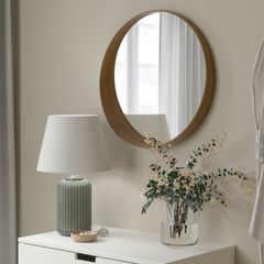 Round Wall Mirror 60 cm - Wooden Frame - PICK UP ONLY