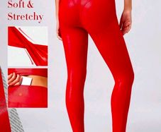 Foiled Leather Effect Look Back High-Waisted Leggings Quick Dry, size 10