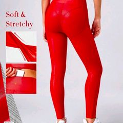 Foiled Leather Effect Look Back High-Waisted Leggings Quick Dry, size 10