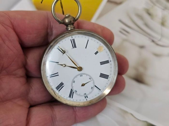 Early 1800s Antique Silver Swiss Made Pocket Watch Key watch