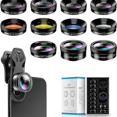 Apexel 11 in 1 Phone Camera Lens Kit - Wide Angle Lens & Macro Lens+Fisheye Lens/ND32/kaleidoscope/CPL/Color Lens Compatible with iPhone Samsung Sony (FREE POSTAGE)