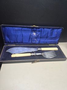 Antique Victorian Hallmarked Fish Serving Set Circa 1896 Original Case