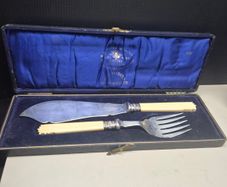 Antique Victorian Hallmarked Fish Serving Set Circa 1896 Original Case