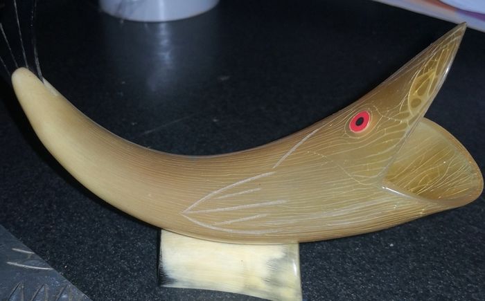Vintage handmade horn fish